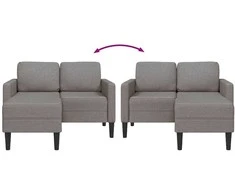2-vietė sofa su kėdute L formos taupe 125 cm audiniu