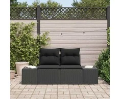 Sodo sofa su pagalve Juoda 184 x 62 x 69 cm poliratanas