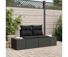 Sodo sofa su pagalve Juoda 184 x 62 x 69 cm poliratanas