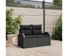 Sodo sofa su pagalve Juoda 124 x 62 x 69cm poliratanas