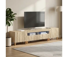 TV staliukas 3 dalių LED televizoriaus spintelė Sonoma ąžuolas