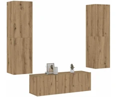 TV staliukas 3 dalių sieninis televizoriaus spintelės komplektas Artisan Oak