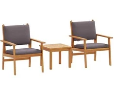 Sodo Sofų Rinkinys 3 pcs Antracitas Kietos akacijos mediena