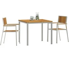 Lauko valgomojo komplektas 3 pcs Ruda Kietos akacijos mediena