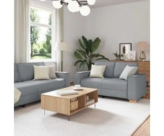 Sofa 3 pcs Šviesiai pilka 220 x 80 x 84 cm Lino mišinio audinys