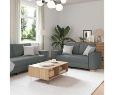 Sofa 3 pcs Tamsiai pilka 220 x 80 x 84 cm Lino mišinio audinys