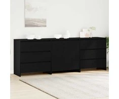 Kabalas su stalčių 3 pcs Juoda 70 x 41 x 75 cm Apdirbta mediena