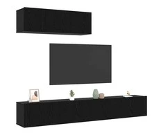 TV staliukas TV spintelių komplektas 3 pcs Juodas ąžuolas Apdirbta mediena