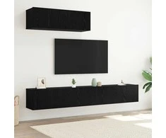 TV staliukas TV spintelių komplektas 3 pcs Juodas ąžuolas Apdirbta mediena