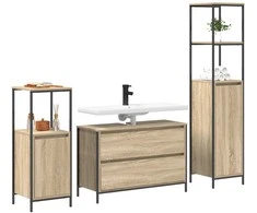 Vonios baldų rinkinys 3 pcs Sonoma ąžuolas Apdirbta mediena