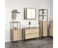 Vonios baldų rinkinys 3 pcs Sonoma ąžuolas Apdirbta mediena