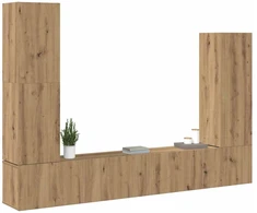 TV staliukas 4 dalių sieninis televizoriaus spintelės komplektas Artisan Oak