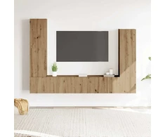 TV staliukas 4 dalių sieninis televizoriaus spintelės komplektas Artisan Oak