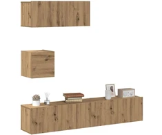 TV staliukas 4 dalių sieninis televizoriaus spintelės komplektas Artisan Oak