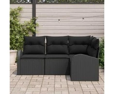 Lauko baldų komplektas Sodo Sofų Rinkinys 4 pcs Juoda poliratanas