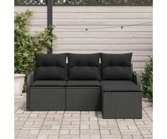 Lauko baldų komplektas Sodo Sofų Rinkinys su saugykla 4 pcs Juoda poliratanas