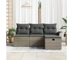 Sodo Sofų Rinkinys su pagalve su saugykla 4 pcs Poli ratanas