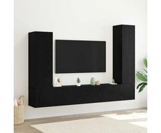 TV staliukas TV spintelių komplektas 4 pcs Juodas ąžuolas Apdirbta mediena