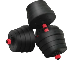 4-in-1 svorių rinkinys: hantelis, štanga, kestutis 30 kg