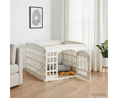 4 panelių šunų žaidimų buferis 88 x 88 x 56 cm Plastmasė Balta