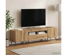 TV staliukas 3 dalių LED televizoriaus spintelė BREDA 3 vnt. Artisano ąžuolo