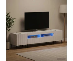 TV staliukas 5 dalių LED televizoriaus stovas Itin blizgi balta