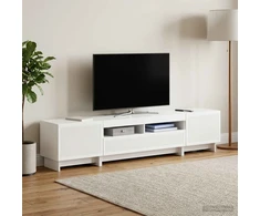 TV staliukas 5 dalių LED televizoriaus stovas Itin blizgi balta