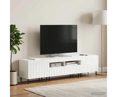 TV staliukas 5 dalių LED televizoriaus stovas Itin blizgi balta