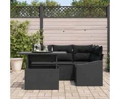 Sodo Sofų Rinkinys su pagalve 5 pcs Juoda poliratanas