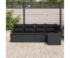 Lauko baldų komplektas Sodo Sofų Rinkinys su saugykla 5 pcs Juoda poliratanas