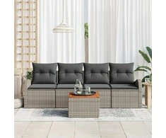 Lauko baldų komplektas Sodo Sofų Rinkinys su saugykla 5 pcs Pilka poliratanas