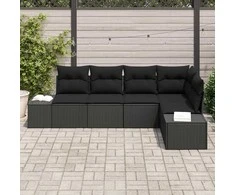Sodo Sofų Rinkinys su saugykla 5 pcs Juoda poliratanas