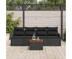 Sodo Sofų Rinkinys su saugykla 5 pcs Juoda poliratanas