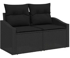 Lauko baldų komplektas Sofos komplektas su pagalve 5 pcs Juoda poliratanas