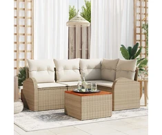 Sodo Sofų Rinkinys 5 vnt. Smėlio poliratanas