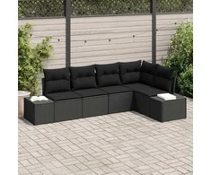 Lauko baldų komplektas Sodo Sofų Rinkinys 5 pcs Juoda poliratanas