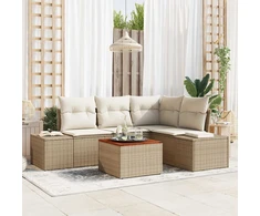 Sodo Sofų Rinkinys 5 vnt. Smėlio poliratanas