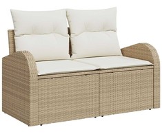 Lauko baldų komplektas Sofos komplektas su pagalve 5 pcs Smėlio Poliesteris
