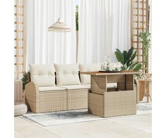 Sodo Sofų Rinkinys 5 pcs smėlio ir kreminės spalvos