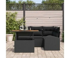 Sodo Sofų Rinkinys su pagalve 5 pcs Juoda