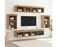 TV staliukas TV spintelių komplektas 8 pcs artisano ąžuolo Apdirbta mediena