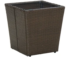 Arbatos staliukas, rudas, 41,5x41,5x44cm, poliratanas/stiklas