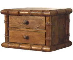 Artisan Furniture Bamboo mango medienos naktinis staliukas, gintarinio ąžuolo atspalvio