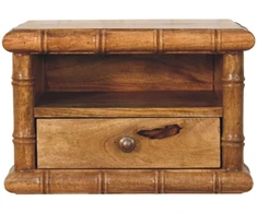 Artisan Furniture Bamboo mango medienos naktinis staliukas, gintarinio ąžuolo atspalvio