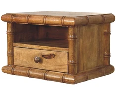 Artisan Furniture Bamboo mango medienos naktinis staliukas, gintarinio ąžuolo atspalvio