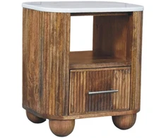 Artisan Furniture Beaumont Marble mango medienos naktinis staliukas su marmuro detale
