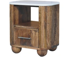 Artisan Furniture Beaumont Marble mango medienos naktinis staliukas su marmuro detale