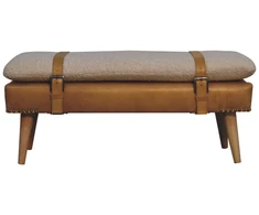 Artisan Furniture Bouclé audinio ir rudos buivolo odos suoliukas
