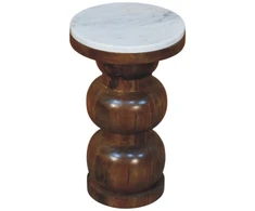 Artisan Furniture Bulla mango medienos šoninis staliukas su marmuro detale