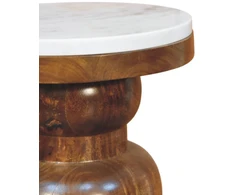 Artisan Furniture Bulla mango medienos šoninis staliukas su marmuro detale